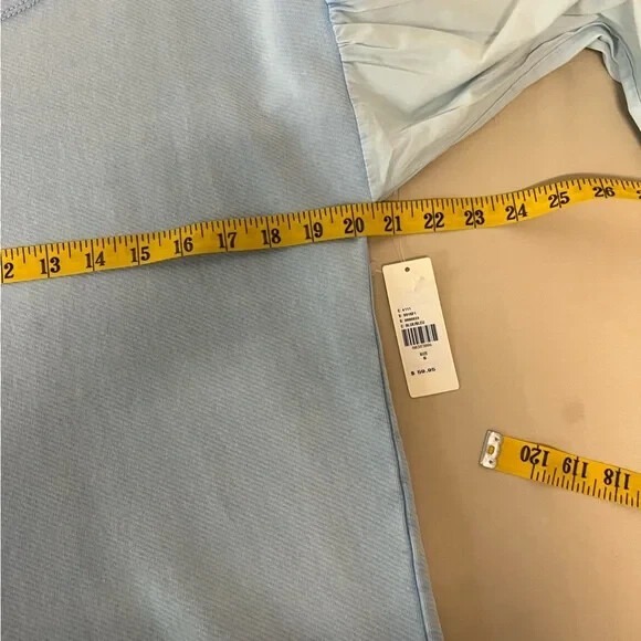 Anthropologie Pilcro Mixed-Media Pullover Top Ruffle Cuff Blue Size Small NWT - Picture 7 of 16